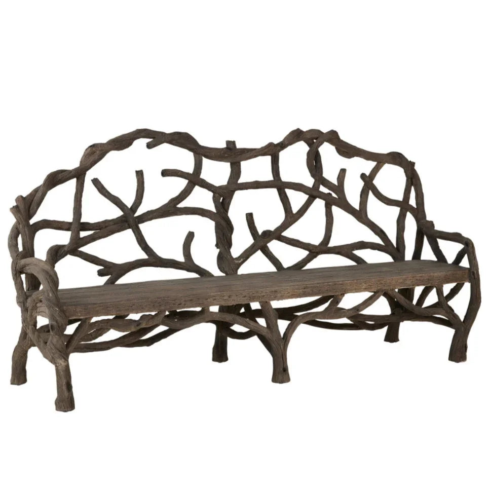 Rustic Faux Bois Branch Bench