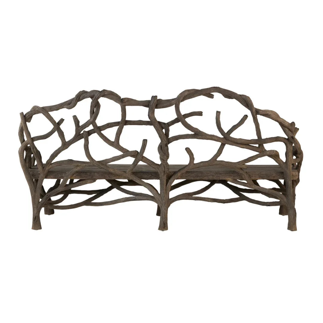 Rustic Faux Bois Branch Bench