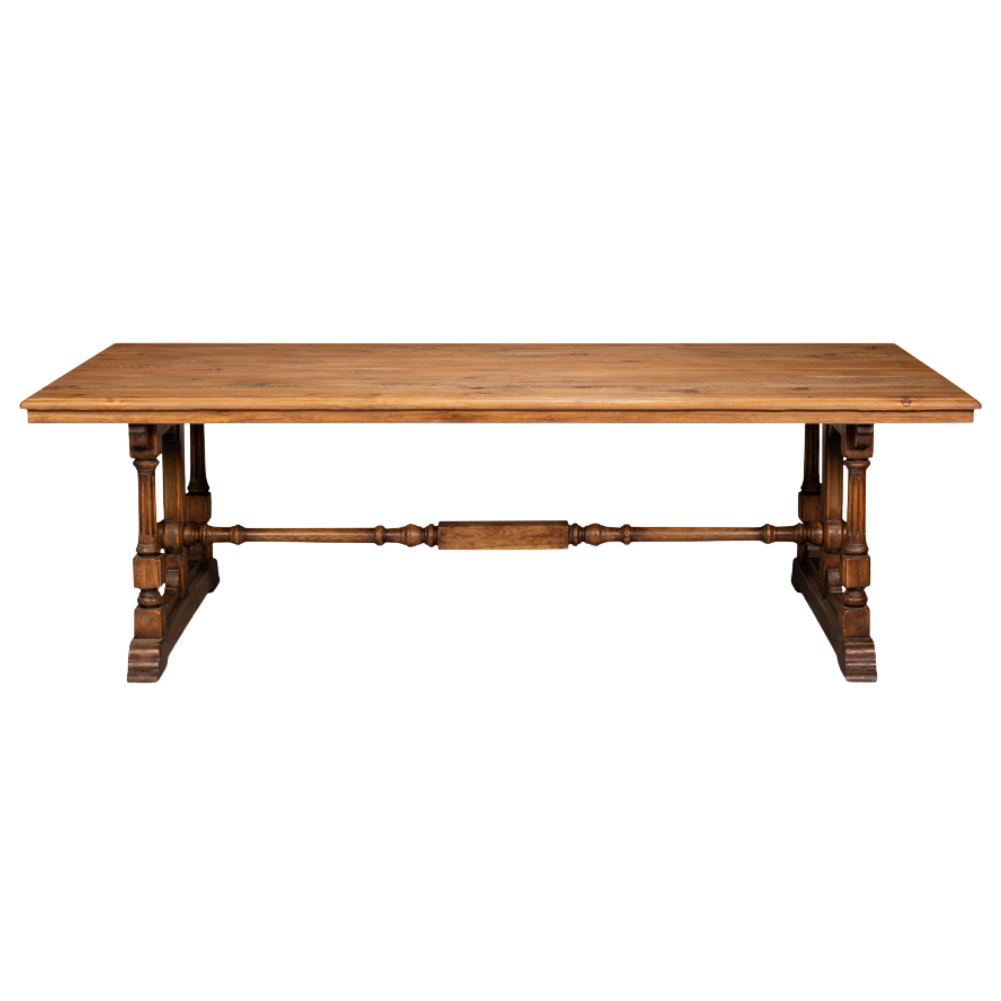 Rustic Triple-Leg Trestle Dining Table