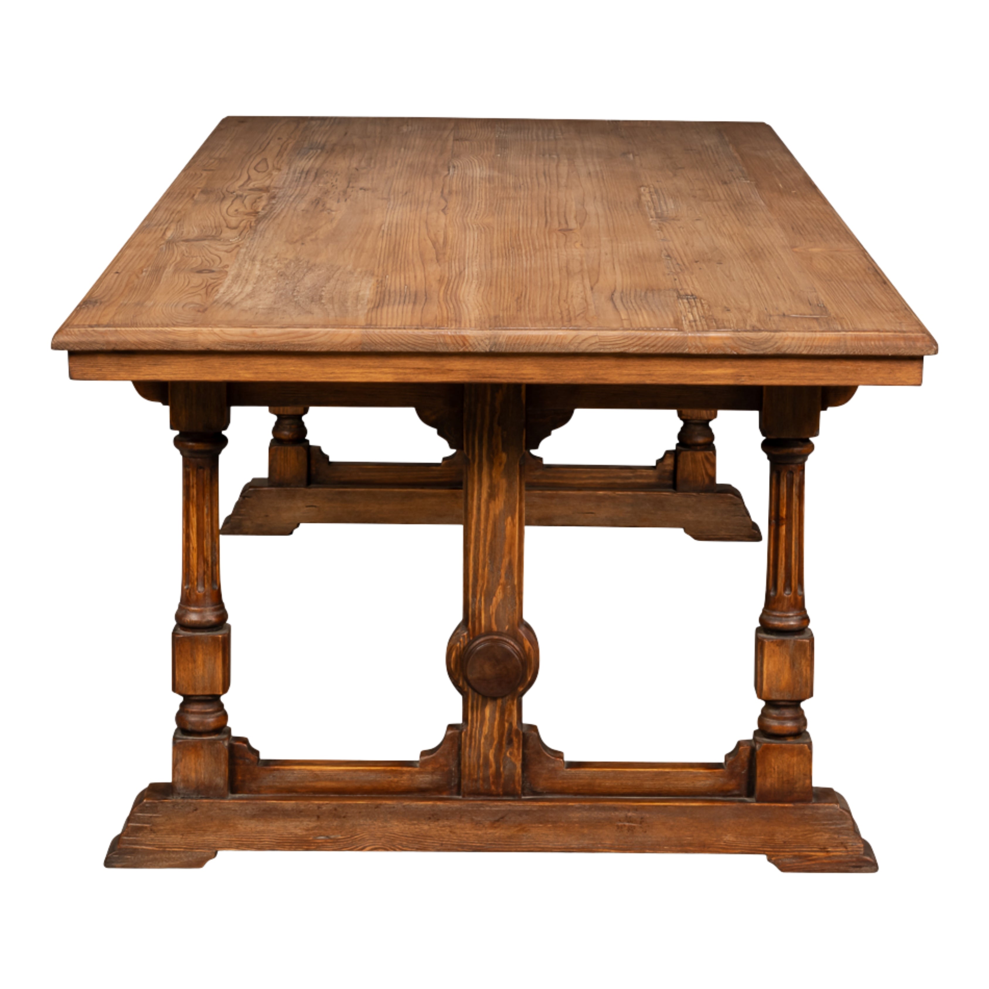 Rustic Triple-Leg Trestle Dining Table