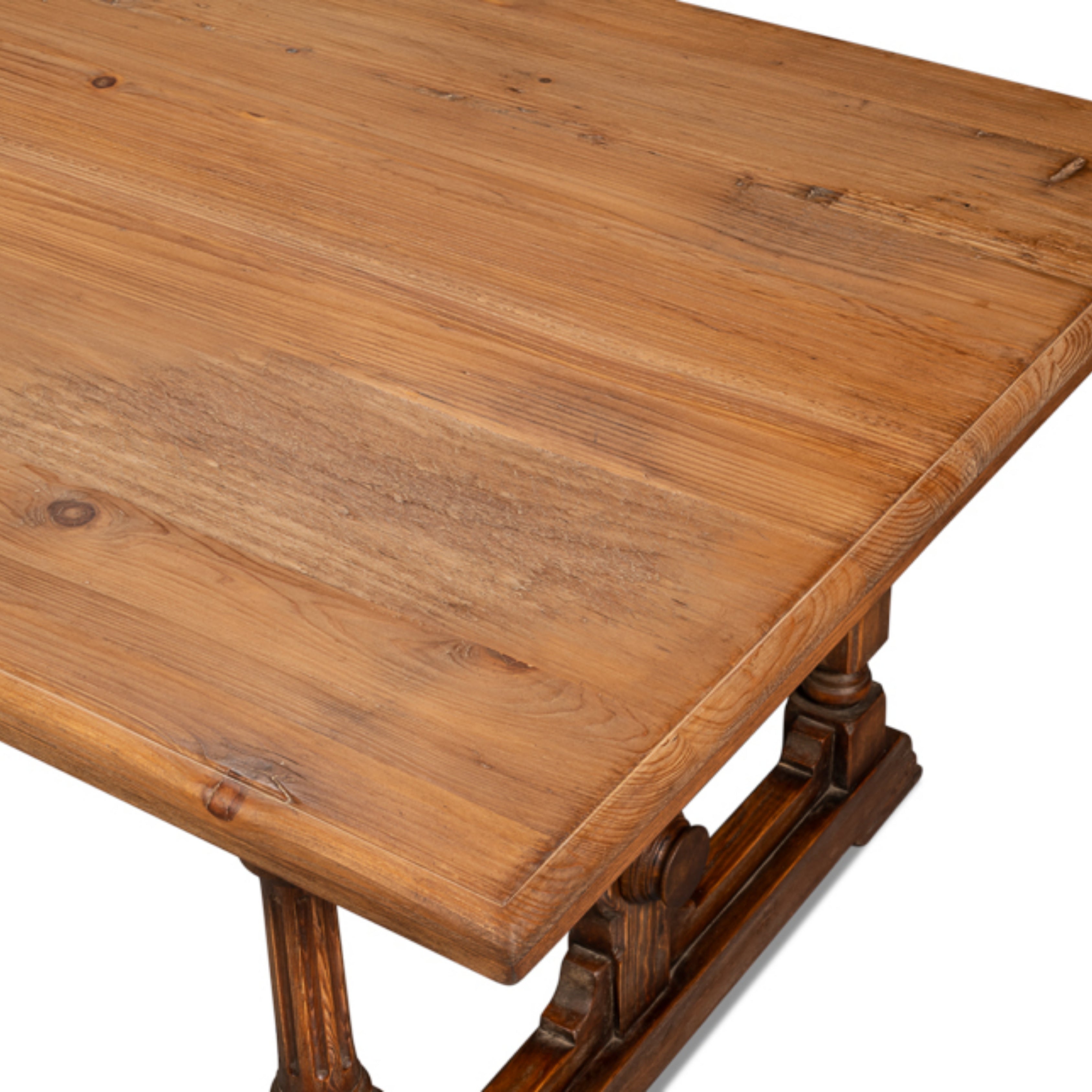 Rustic Triple-Leg Trestle Dining Table