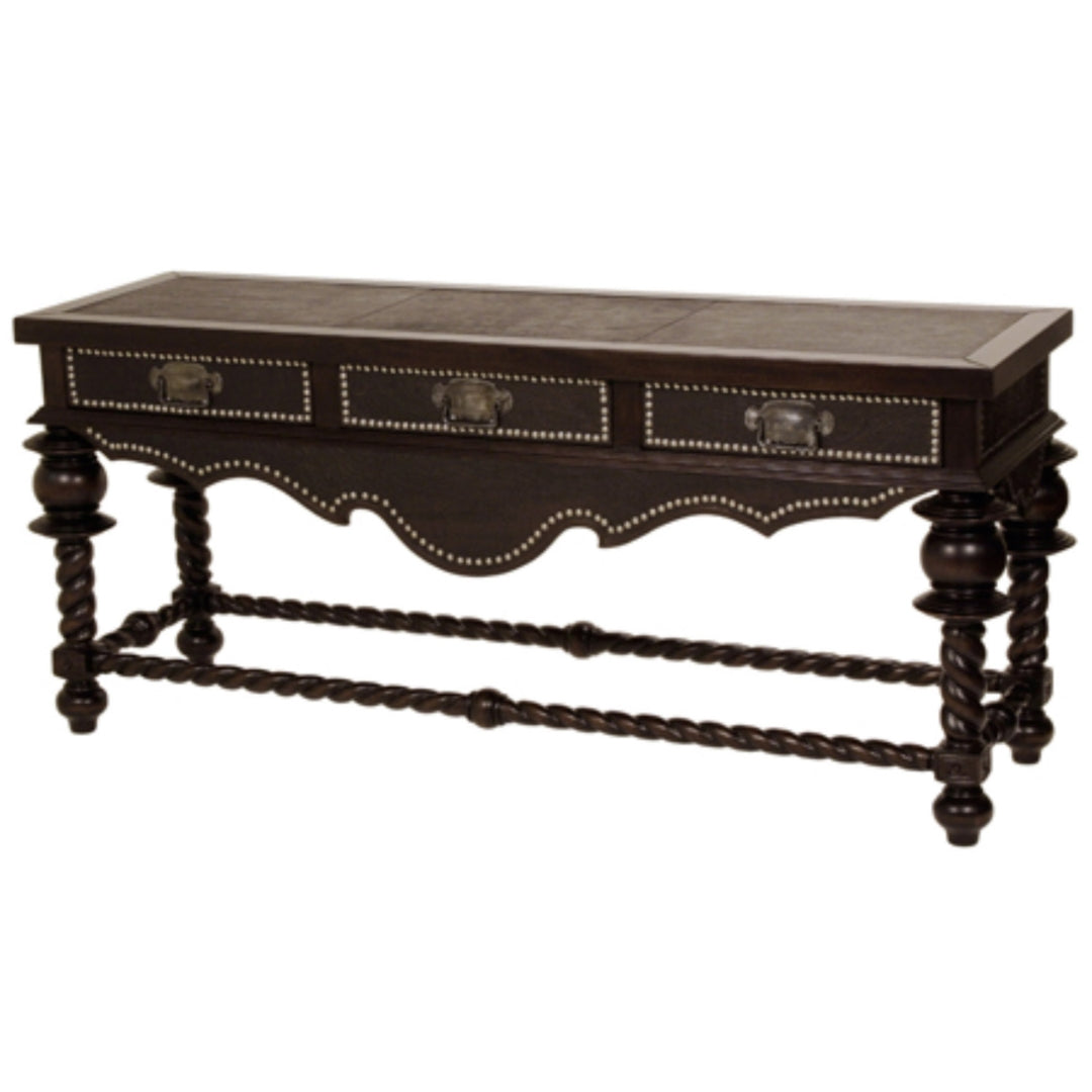 Hacienda Barley Twist Leather Console Table