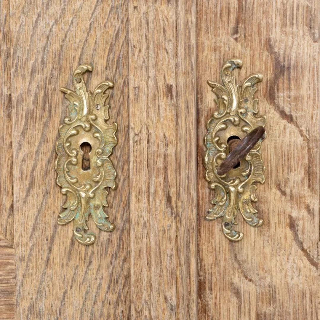 Rustic Mesh Door Wooden Cabinet, Circa 1880