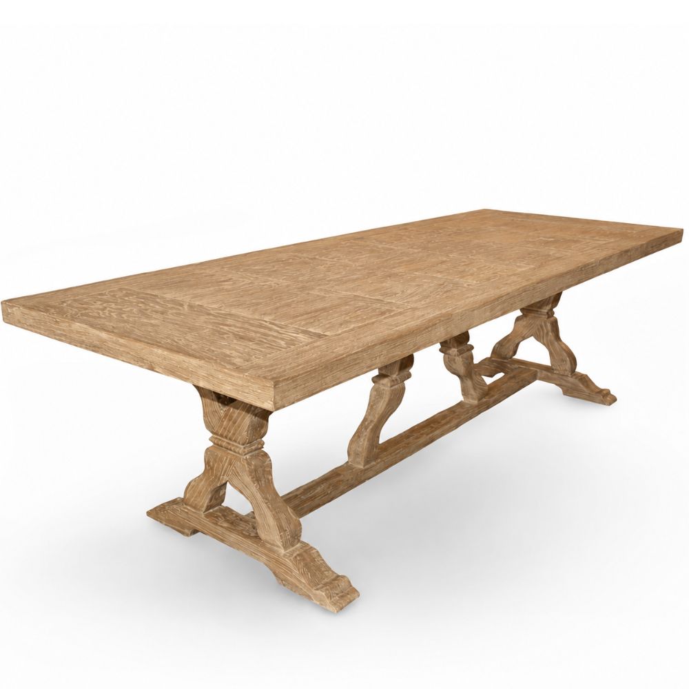 Rustic Parquet Wood Top Sculpted Dining Table