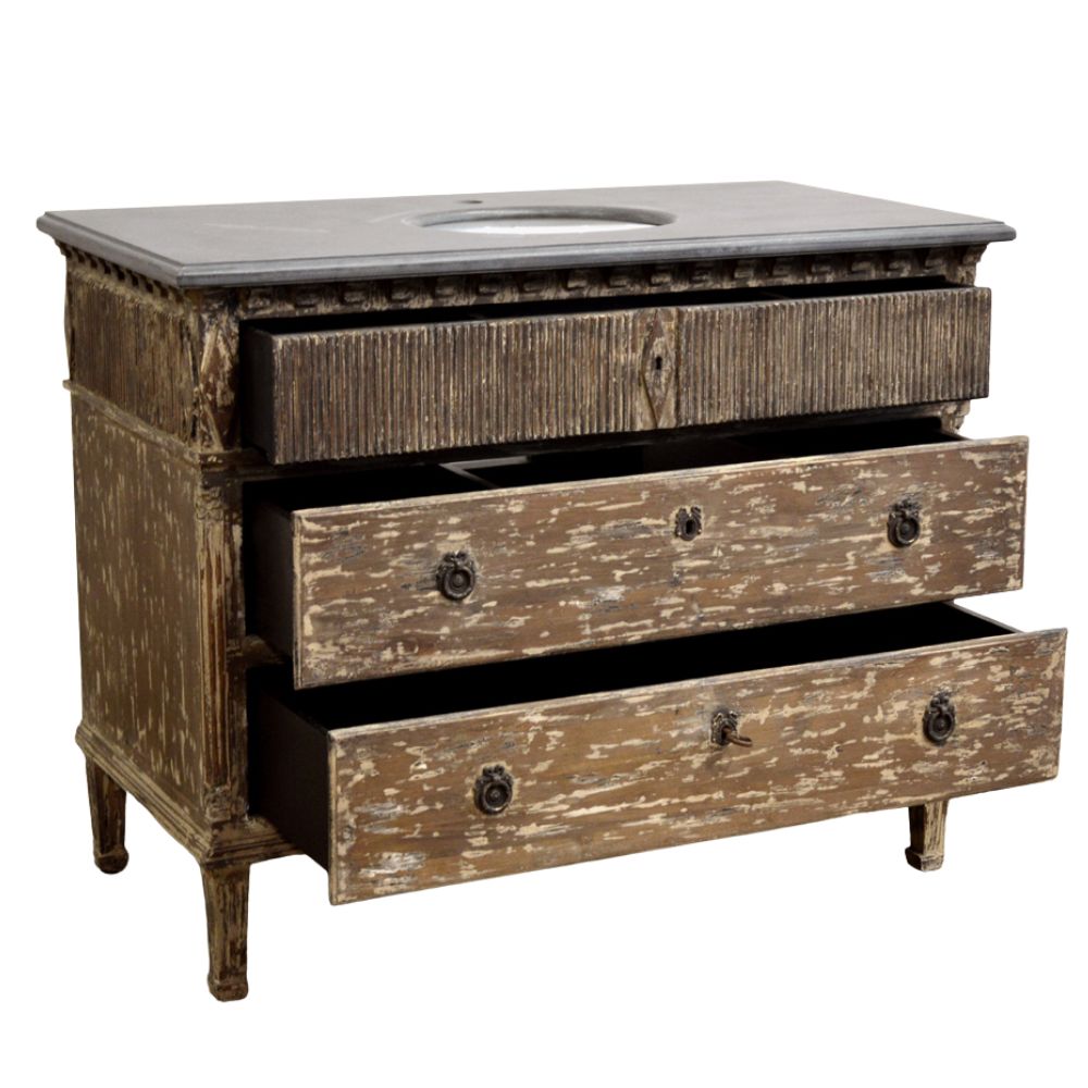Rustic White Marble Top Vanity