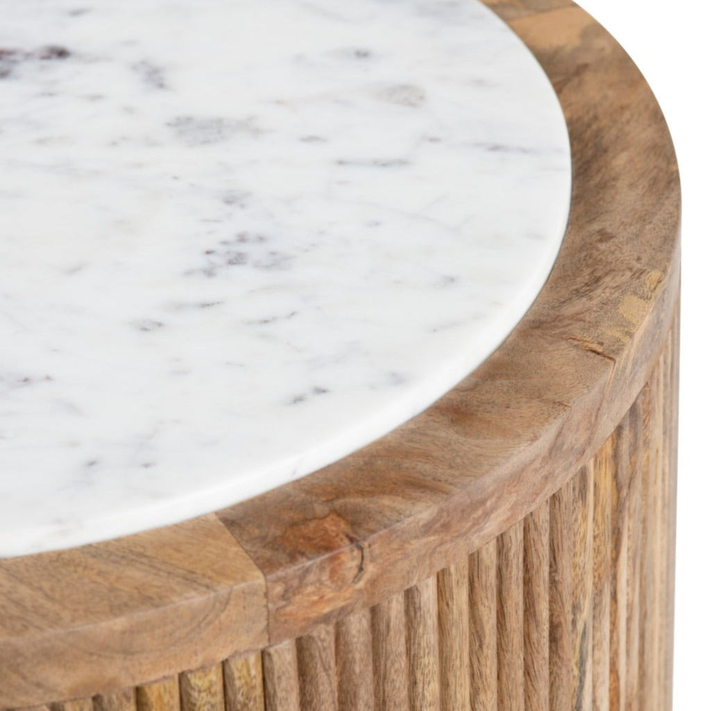 Marble Topped Reeded Accent Table