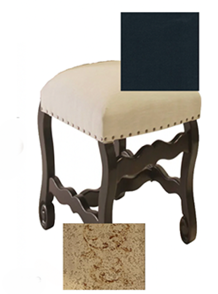 Custom French Country Scroll Base Counter Stool