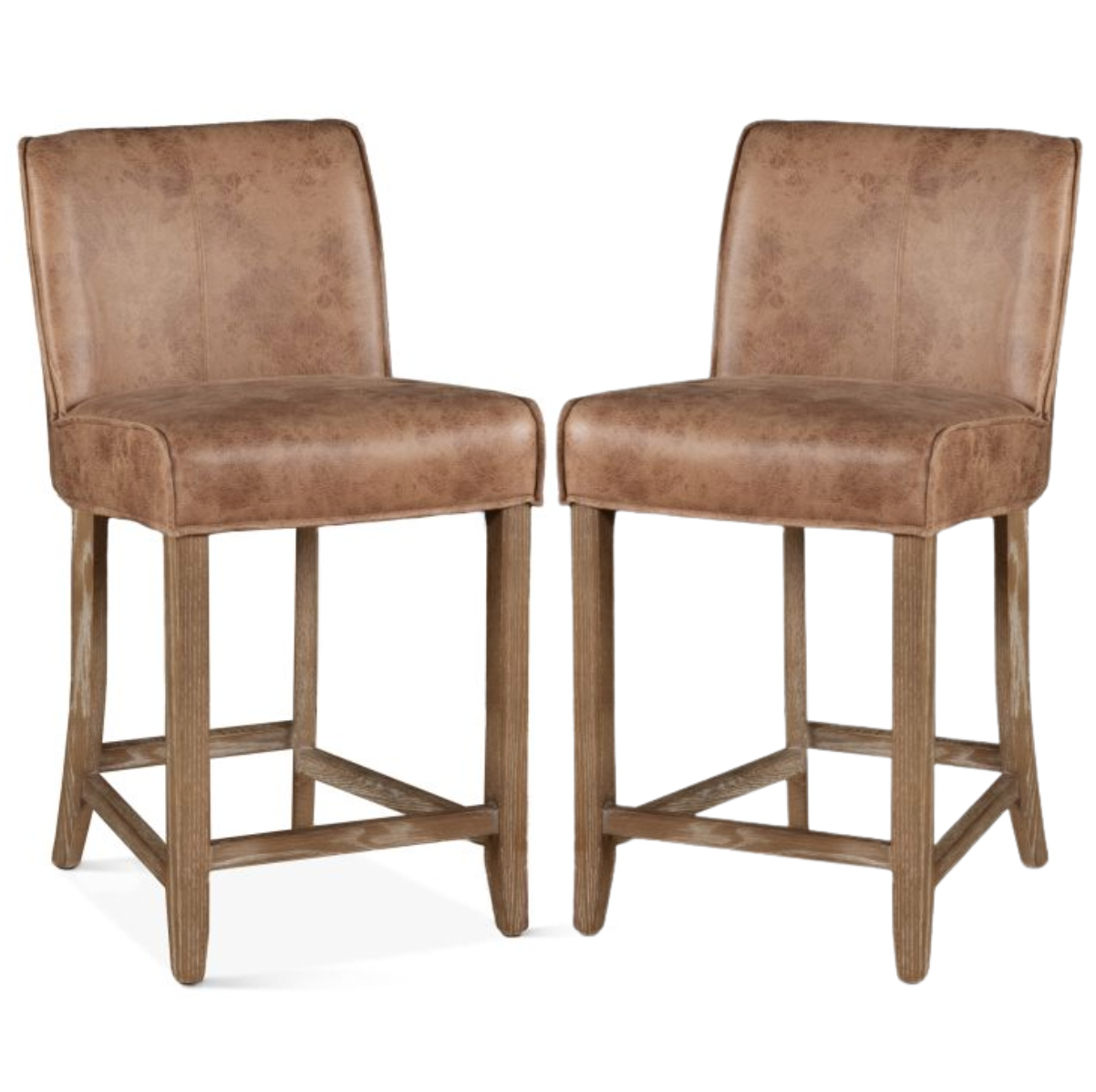 Rustic Genuine Carmel Leather Stool