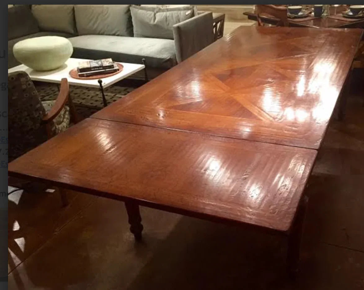 Extendable Parquet Top French Dining Table