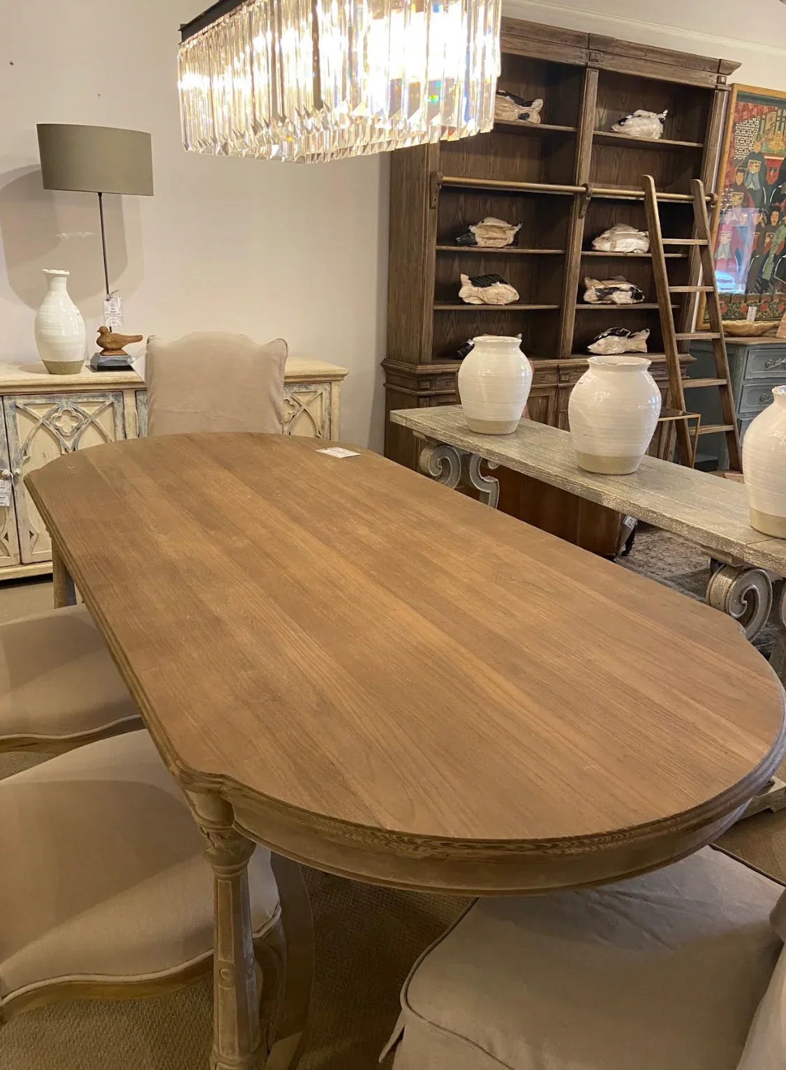 Wood Top Oval French Trestle Table