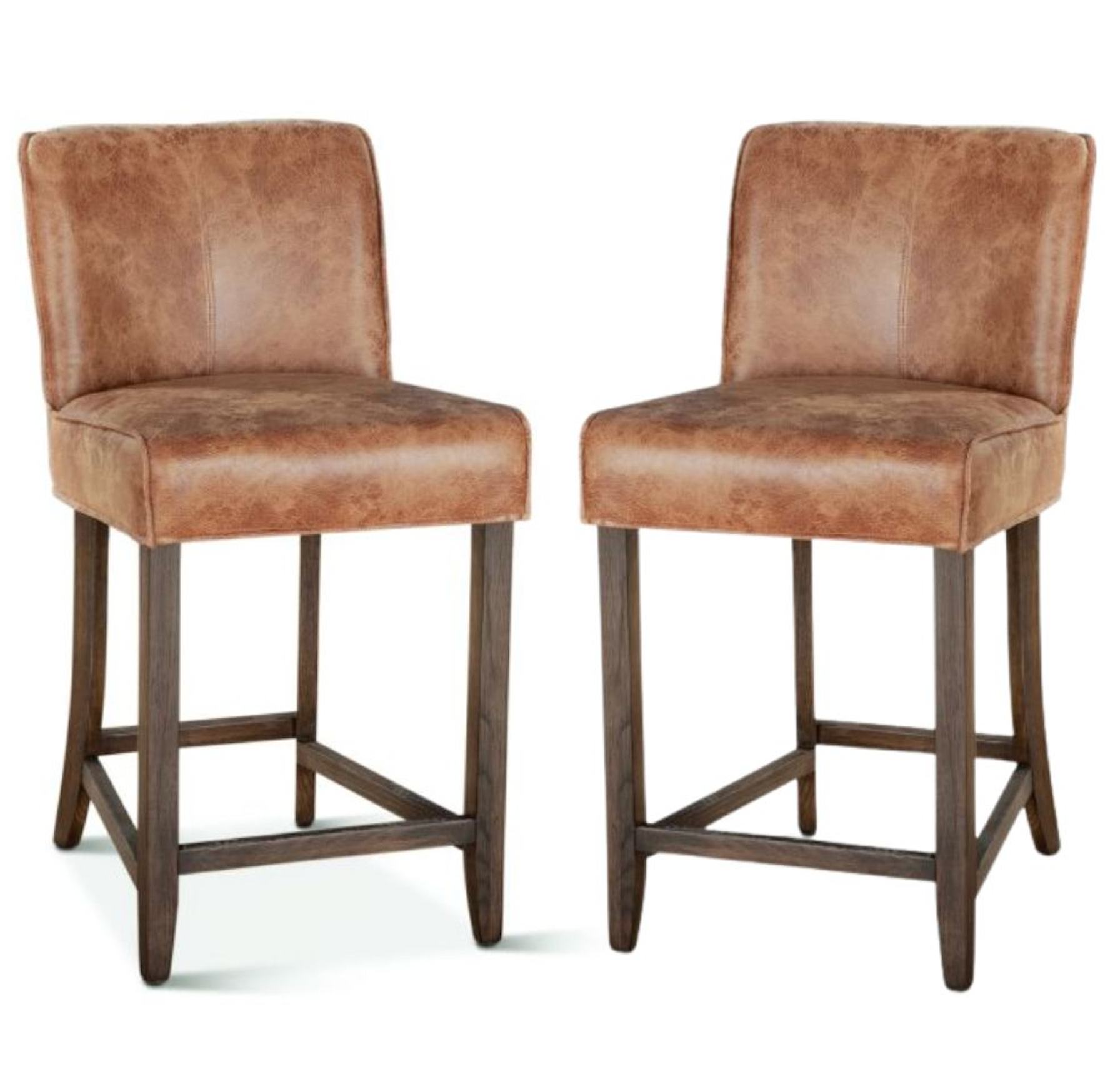 Rustic Genuine Carmel Leather Stool