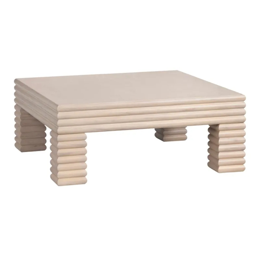 Sculpted Ribbed Wood Coffee Table