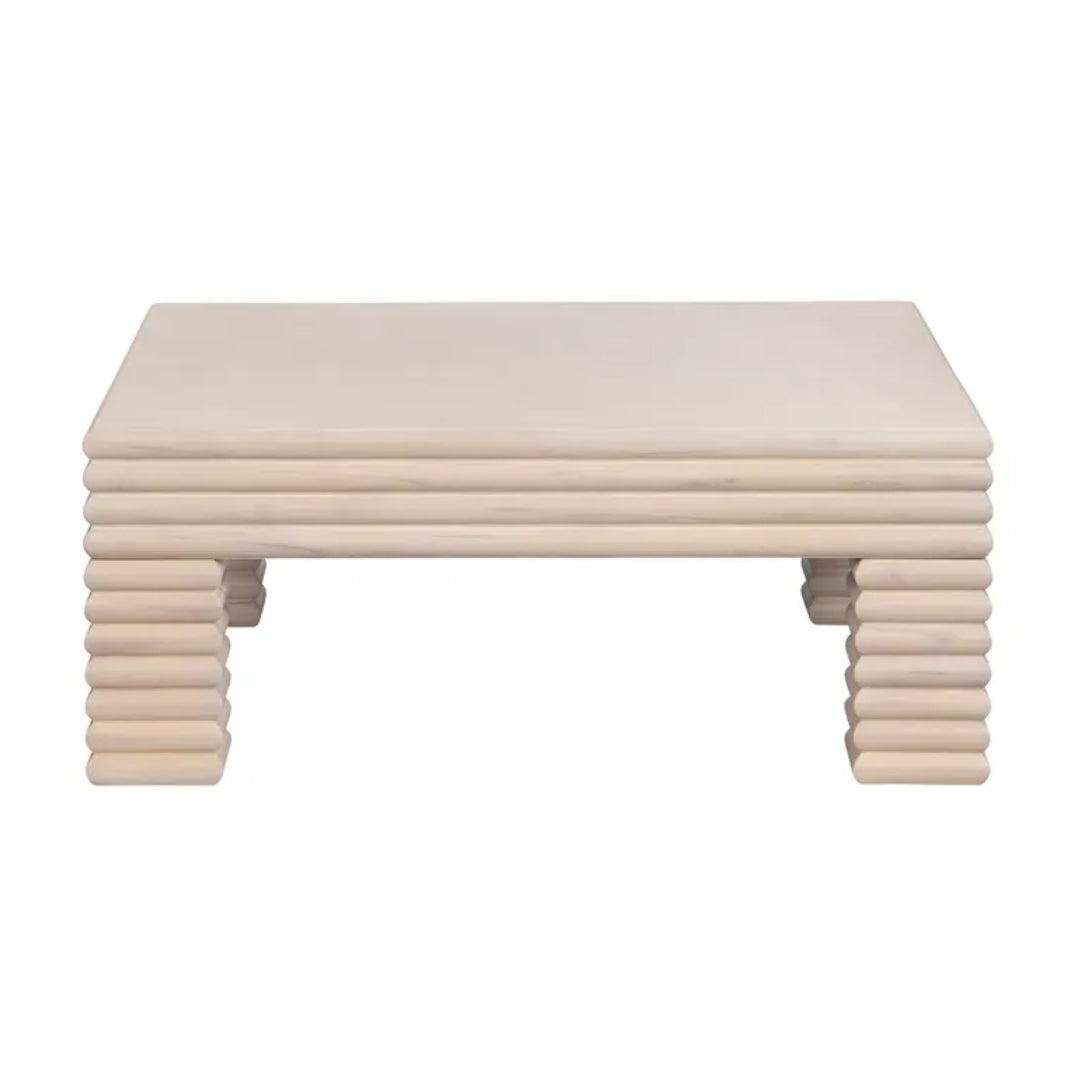 Sculpted Ribbed Wood Coffee Table