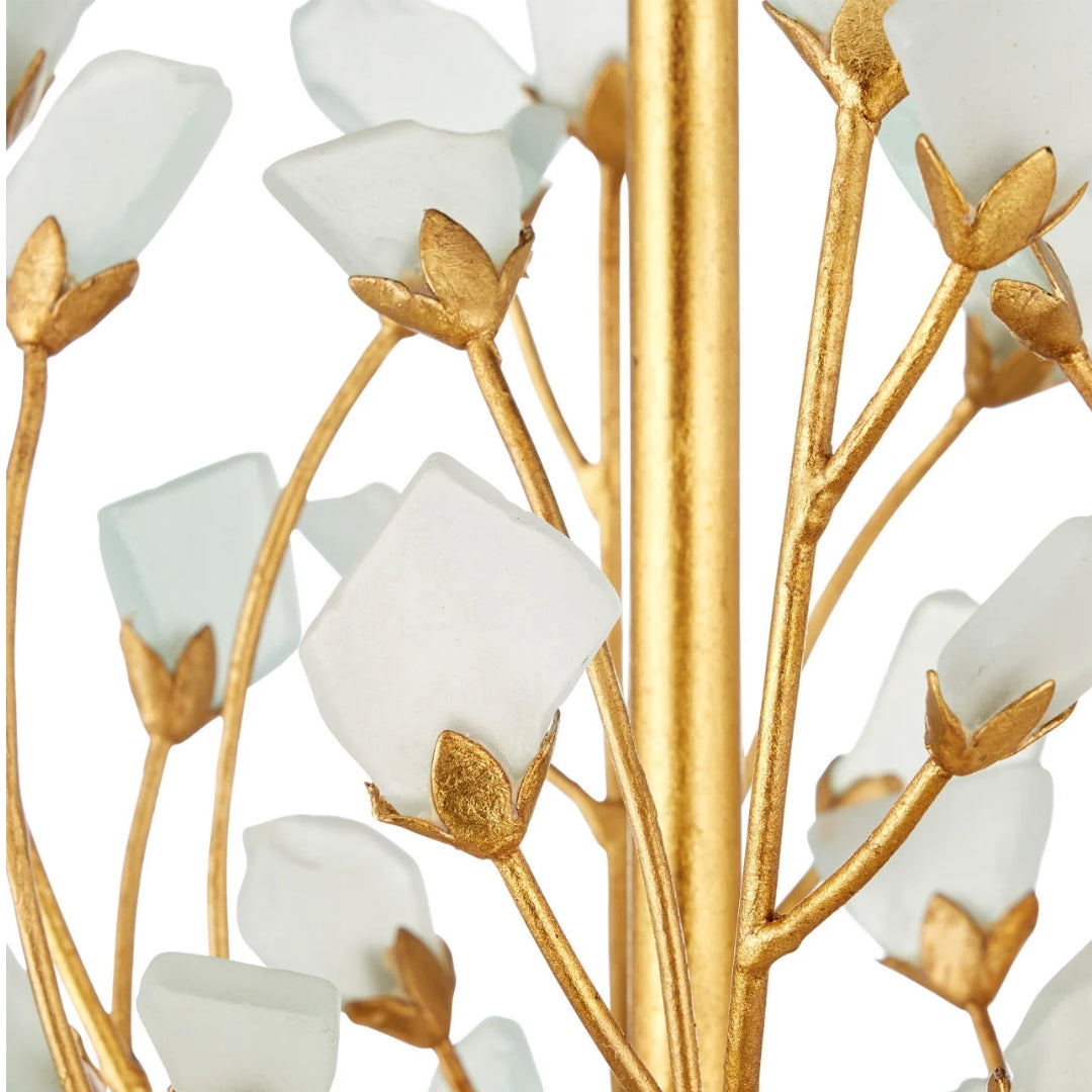Gold Leaf Seaglass Blossom Chandelier