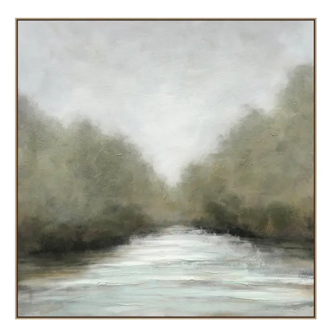 Serene River Mist Landscape Wall Art