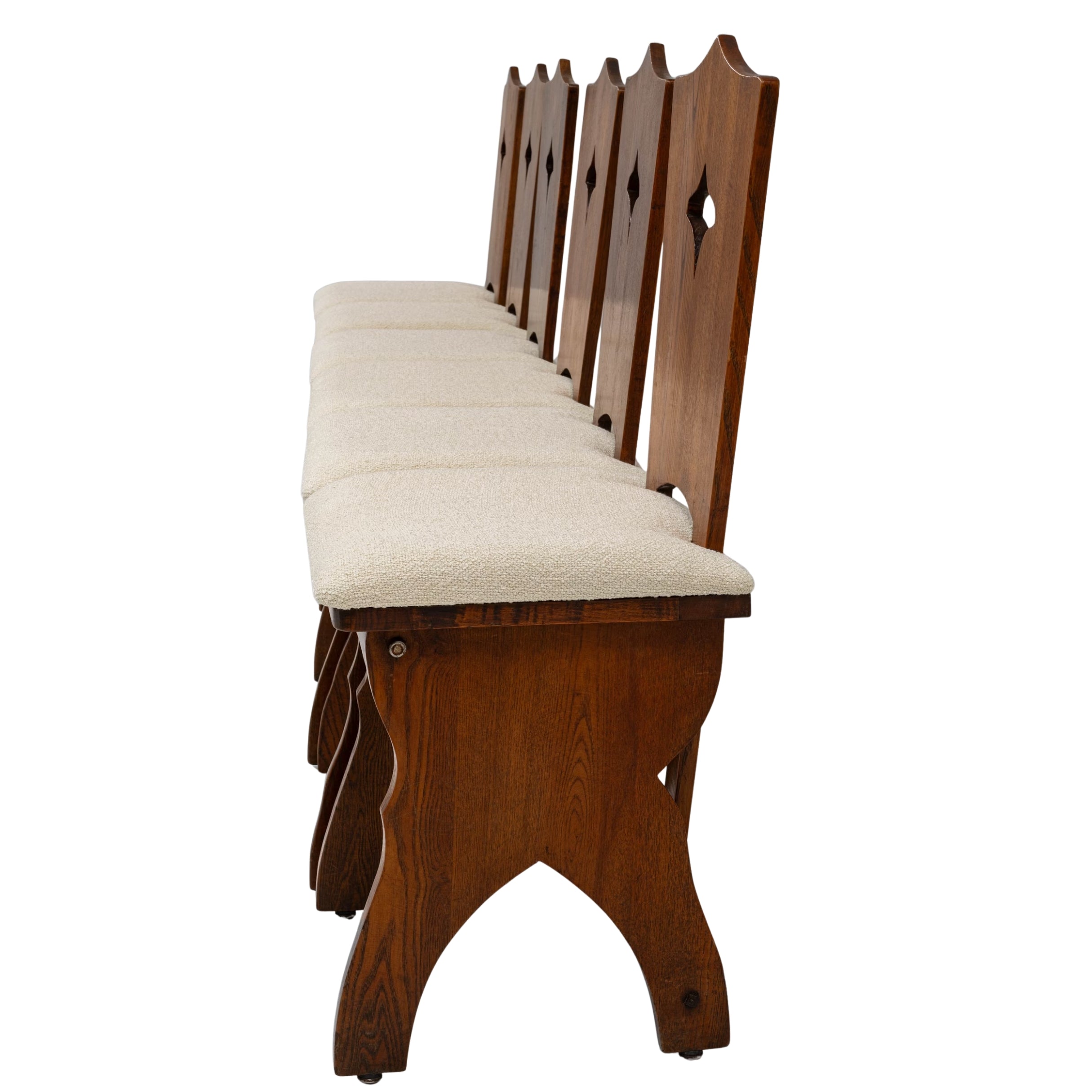 Royal French Pew Dining Chairs, Set of 6, Circa 1940