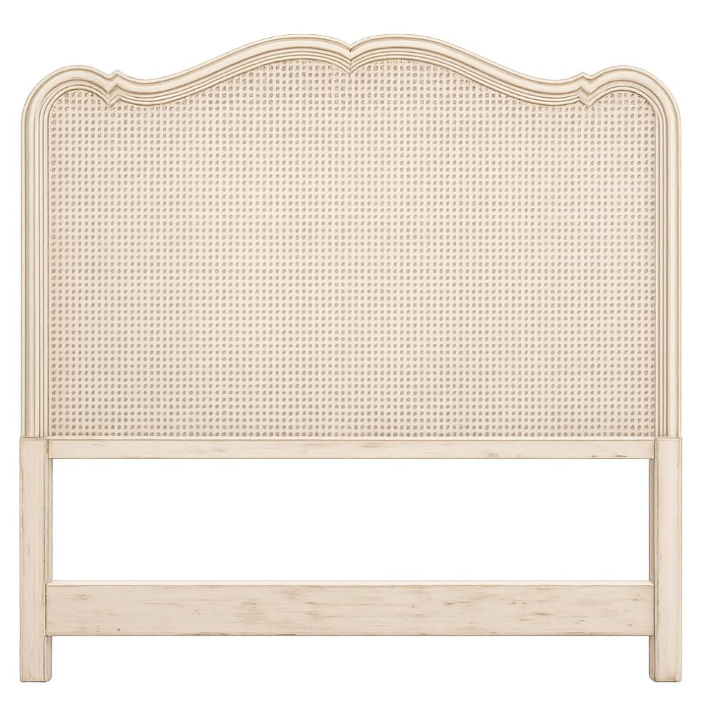 White French Country Curvy Cane Headboard