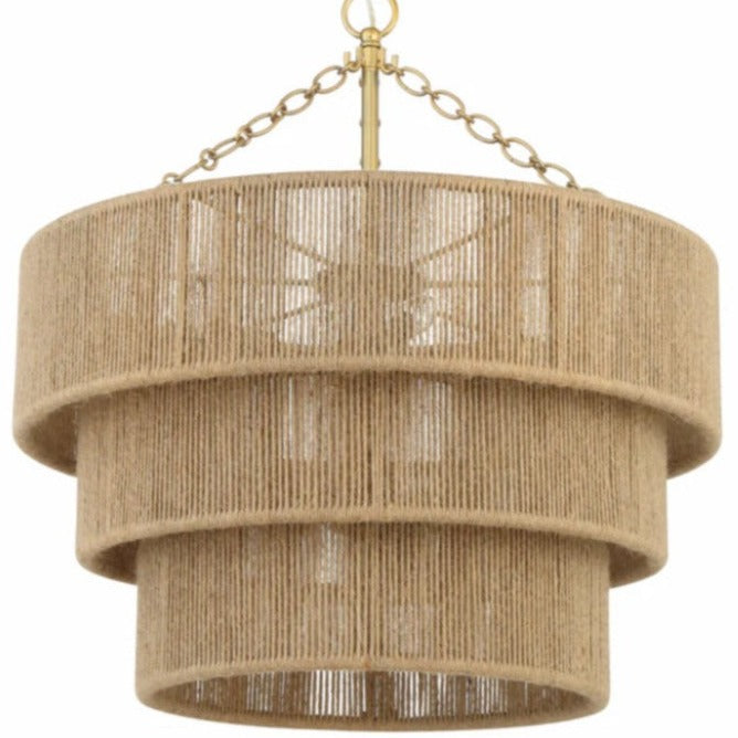 Tiered Jute Wrapped Chandelier