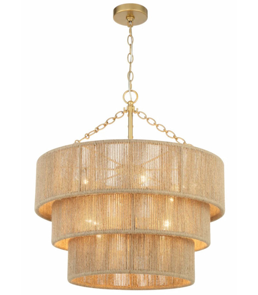 Tiered Jute Wrapped Chandelier