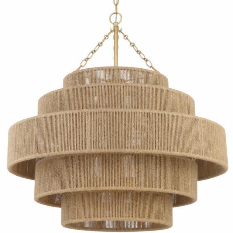 Multi Tiered Wrapped Jute Chandelier