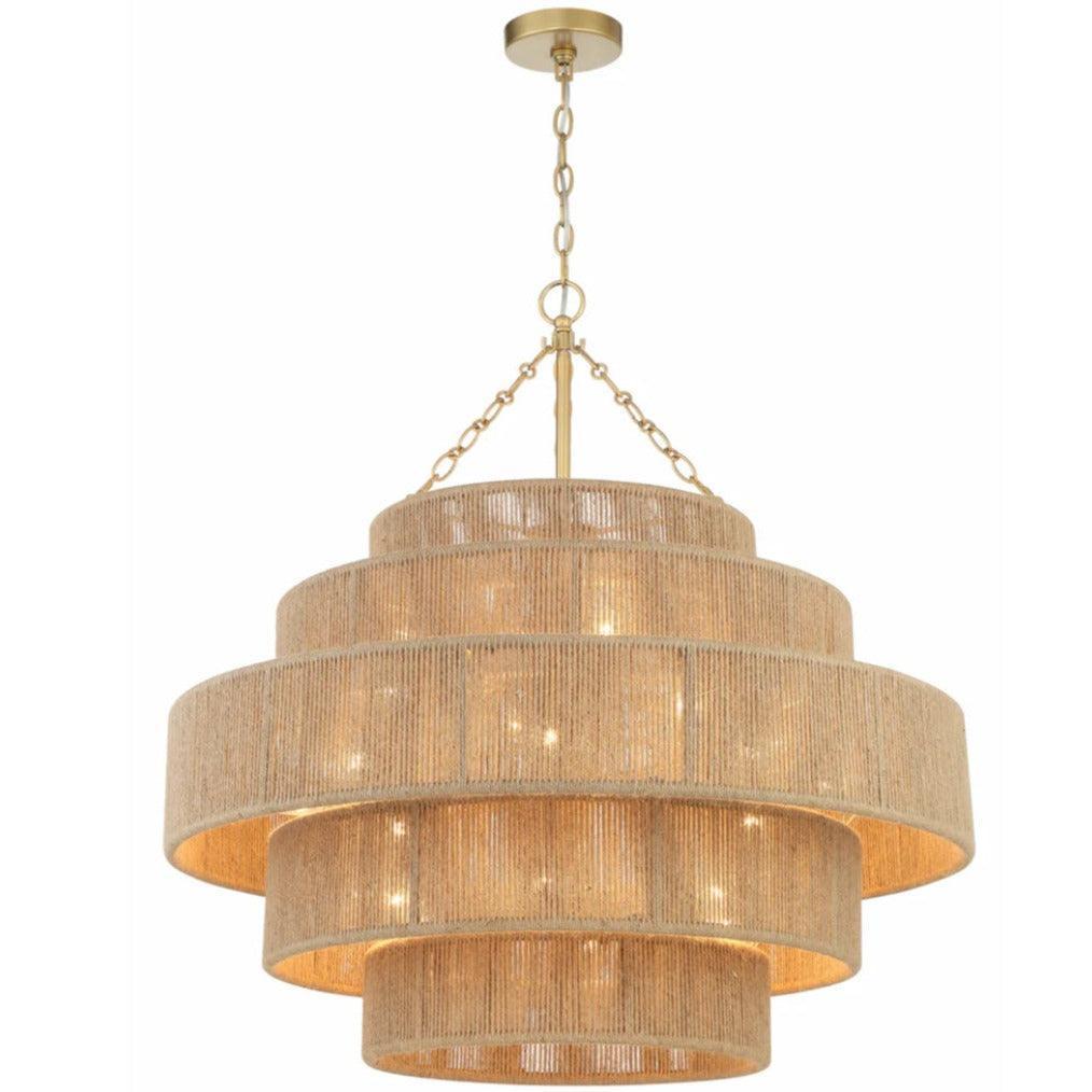 Multi Tiered Wrapped Jute Chandelier