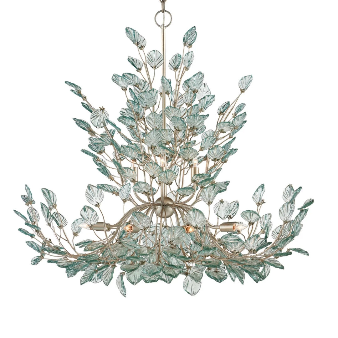 Silver Leaf Recycled-Glass Chandelier