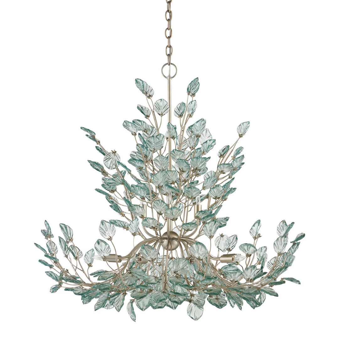 Silver Leaf Recycled-Glass Chandelier