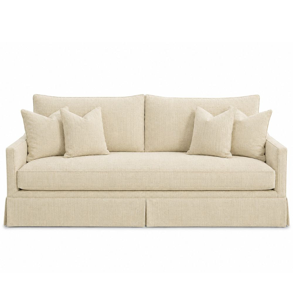 White Plush Skirted Sofa - Customizable