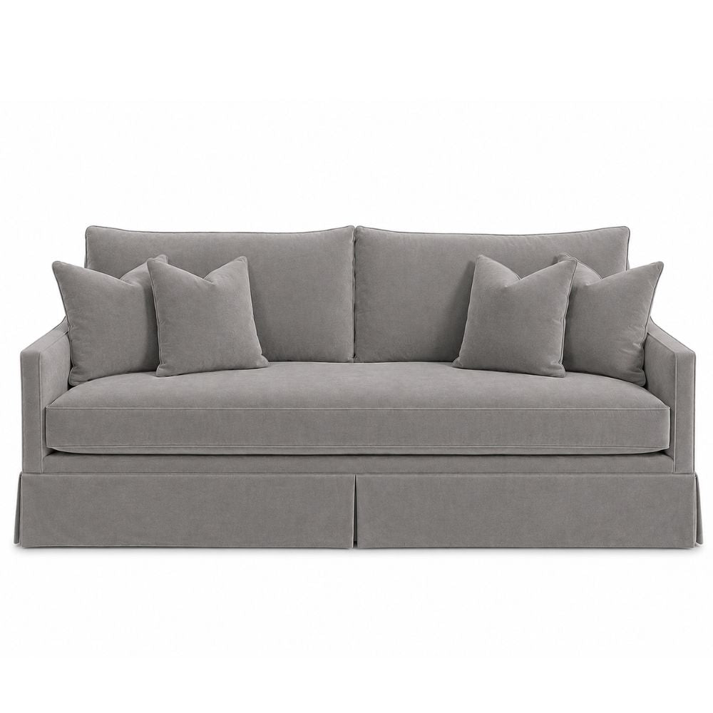 White Plush Skirted Sofa - Customizable