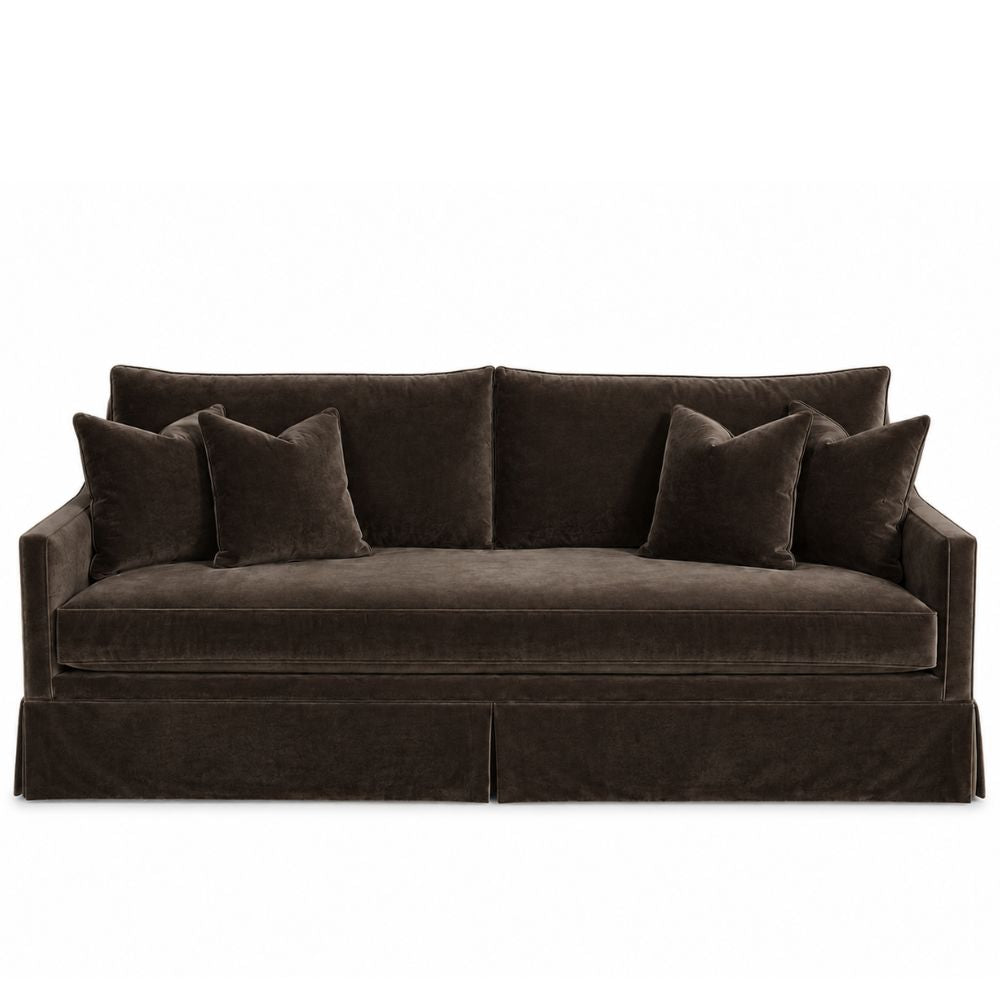 White Plush Skirted Sofa - Customizable