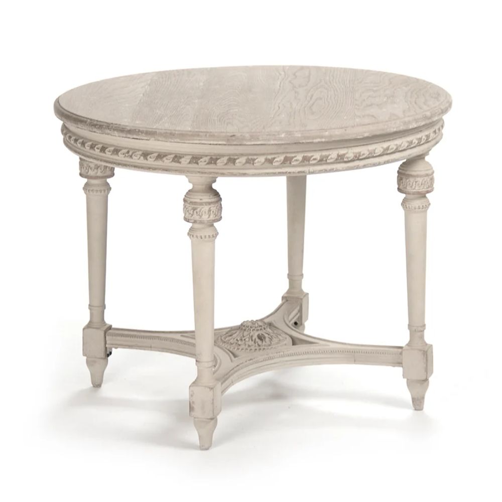 Solange Antique White Gustavian Accent Table