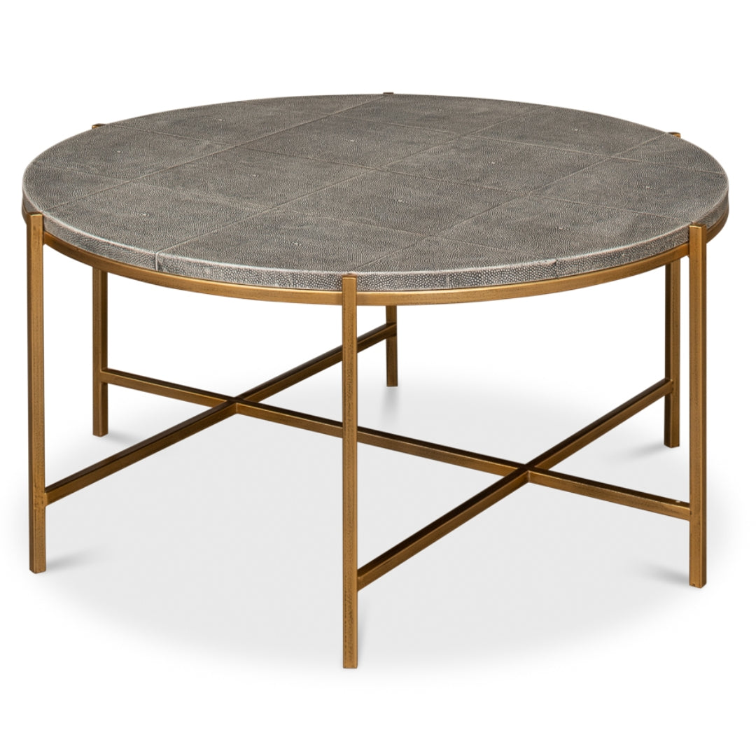 Stingray Shagreen Top Brass Coffee Table
