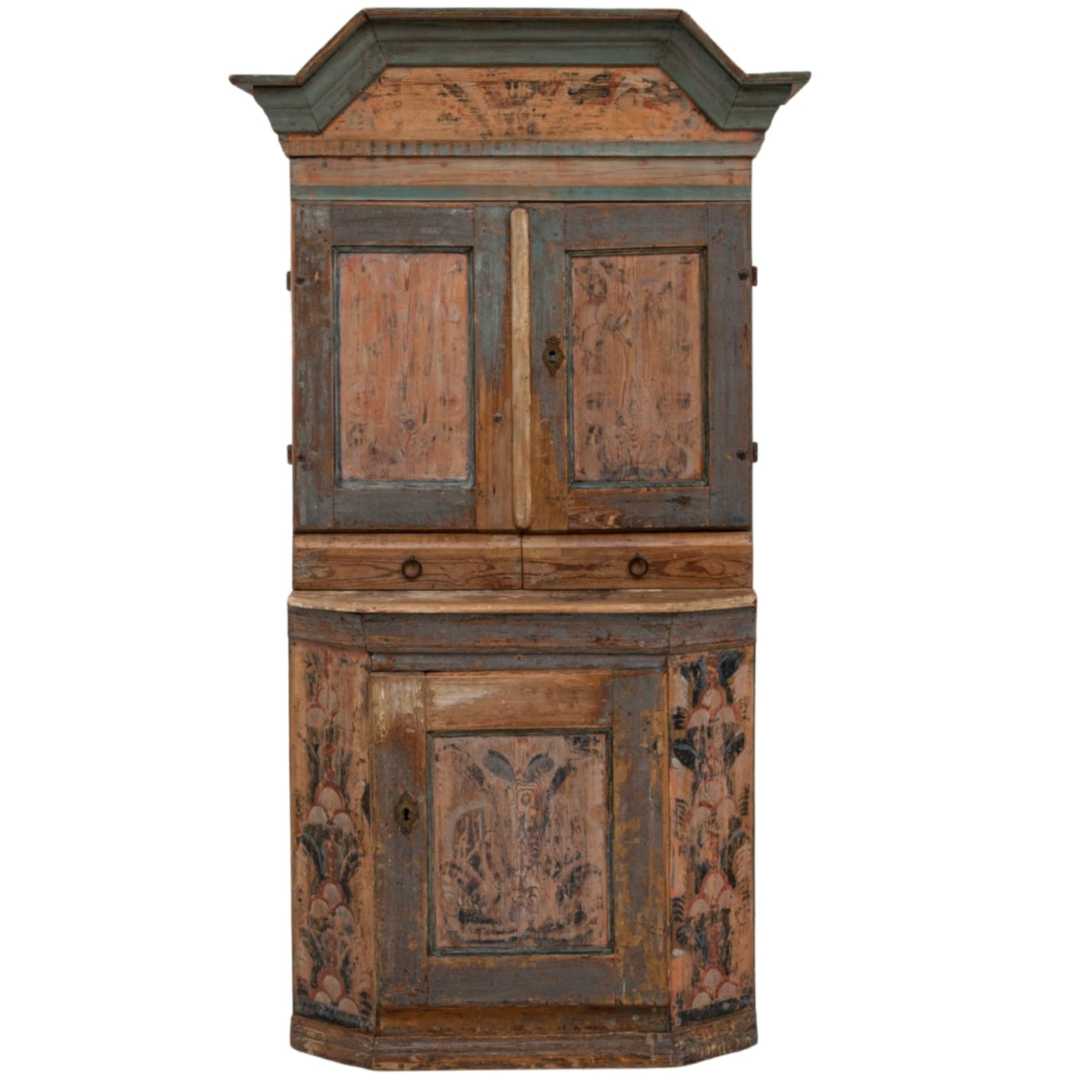 Swedish Floral Summer Cabinet, Circa 1900