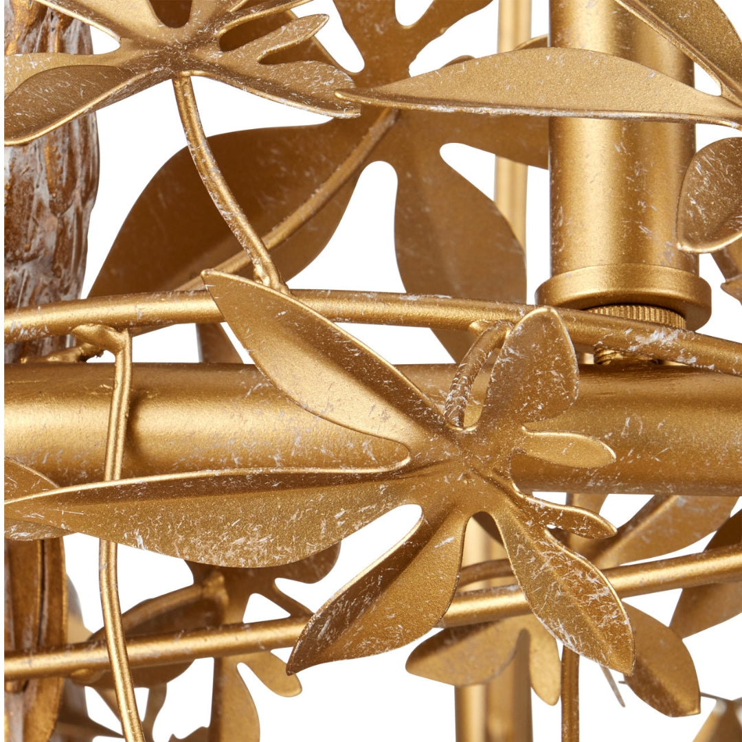 Swedish Gold Botanical Bird Chandelier