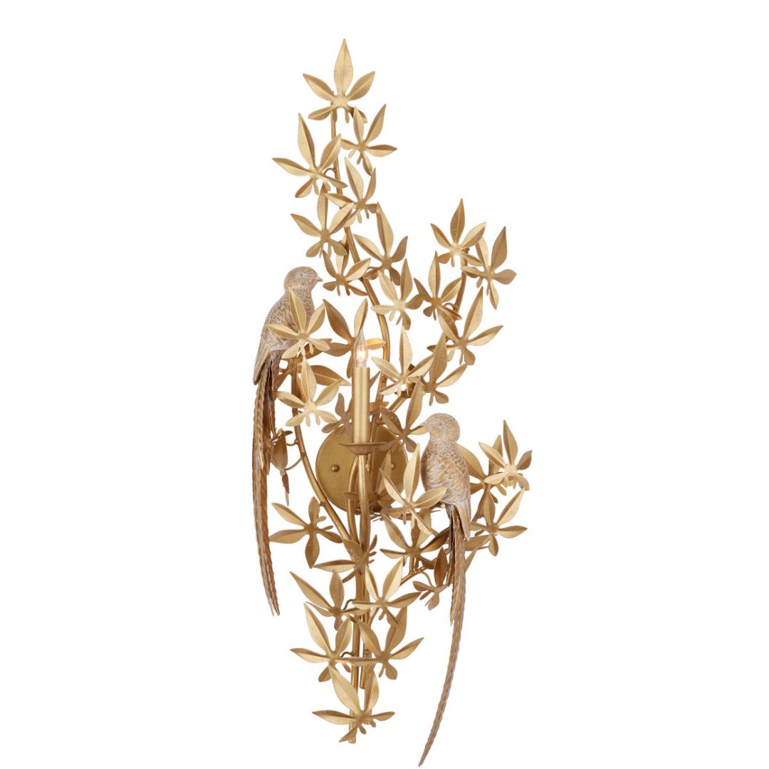 Swedish Gold Perched Birds Sconce
