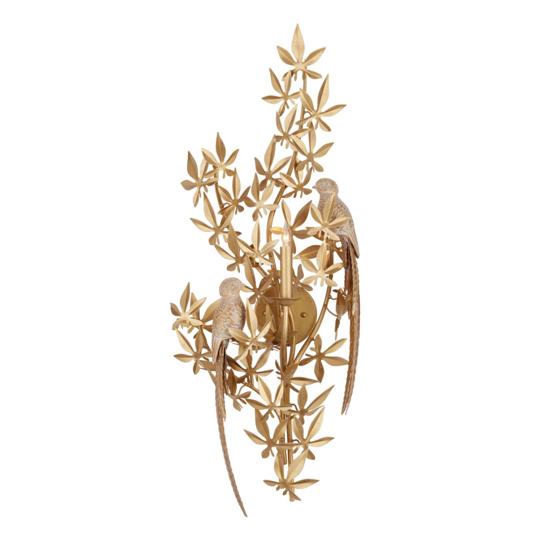 Swedish Gold Perched Birds Sconce
