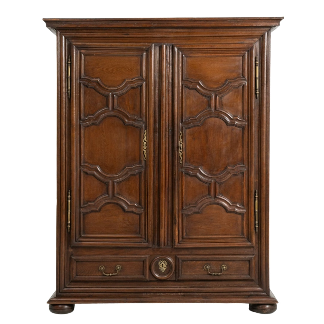 Carved Door Antique French Armoire Cabinet, Circa 1780
