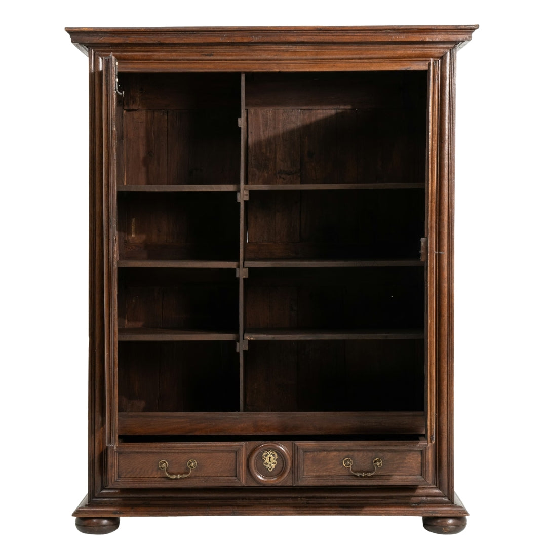 Carved Door Antique French Armoire Cabinet, Circa 1780