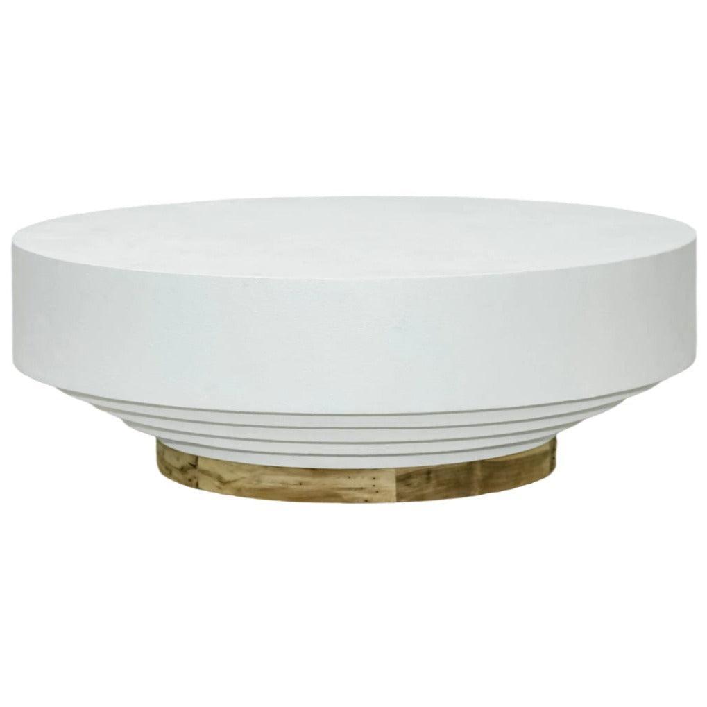 White Tambor Round Outdoor Coffee Table