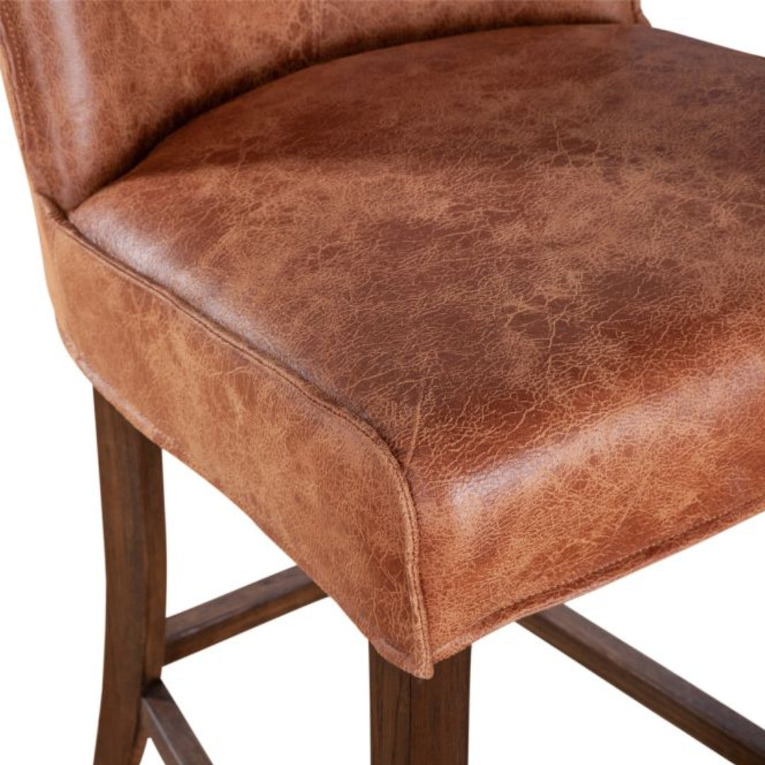 Rustic Genuine Carmel Leather Stool