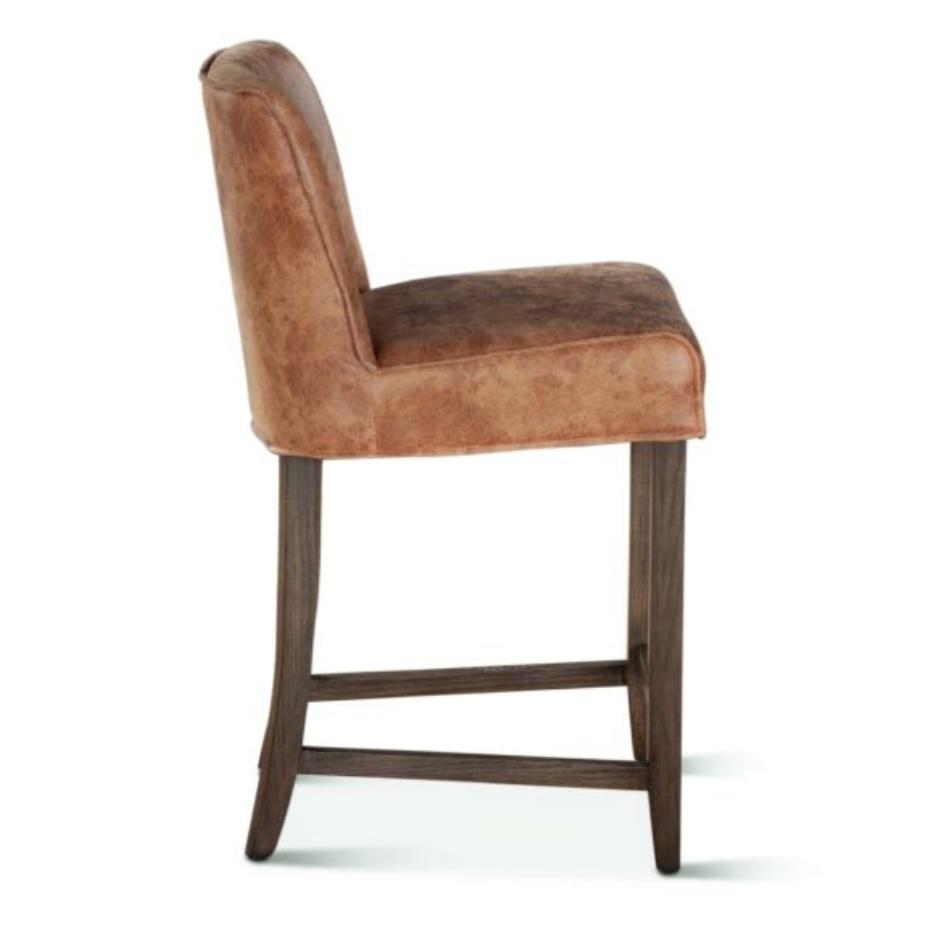 Rustic Genuine Carmel Leather Stool
