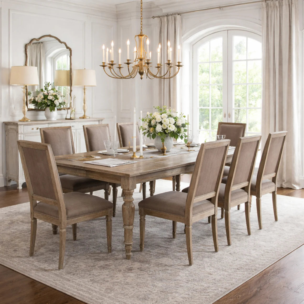 French Louis Velvet Taupe Dining Chair