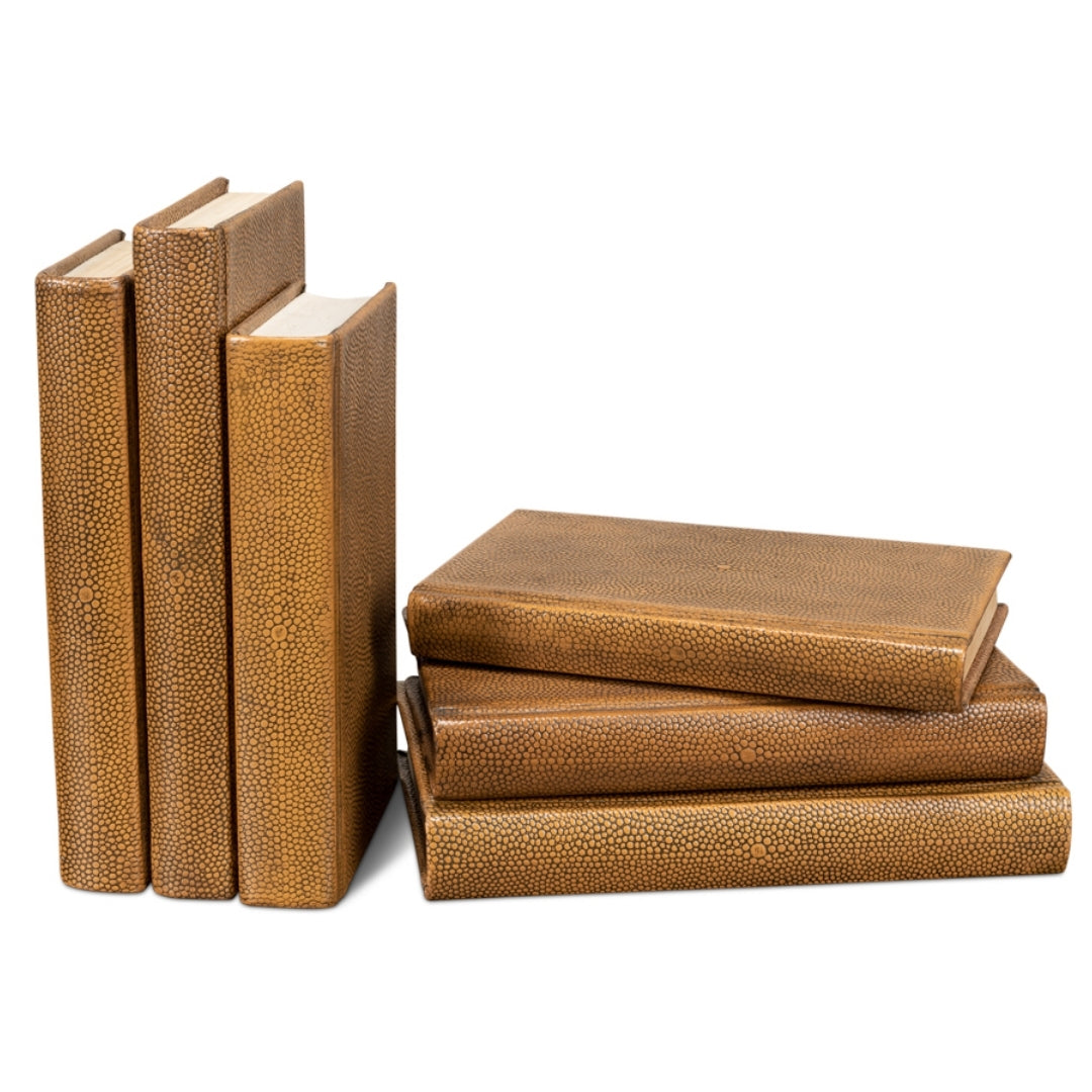 Tawny Brown Decorative Books, Set of 12