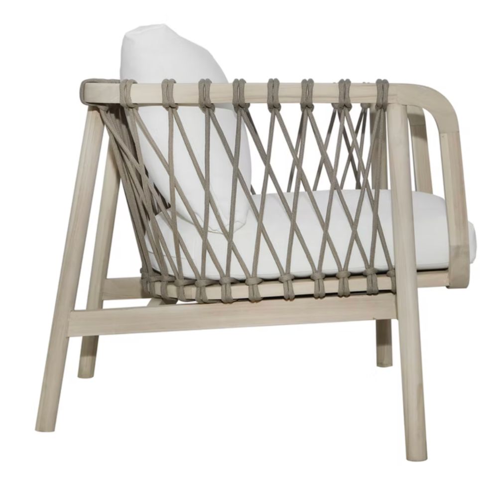 Teak Rope Tied Wood Accent Chair