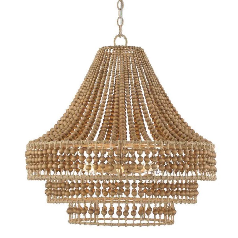 Tiered Wood Beaded Chandelier
