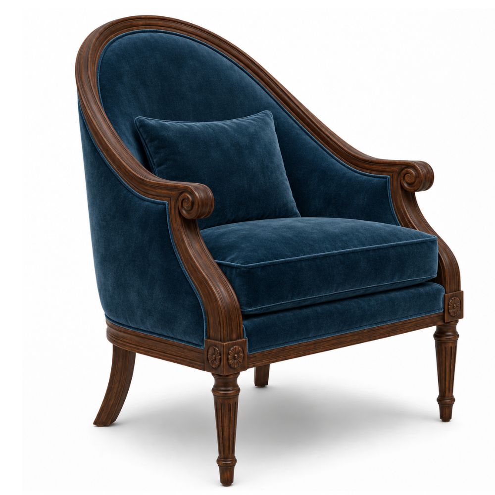 Velvet Framed Louis Accent Chair