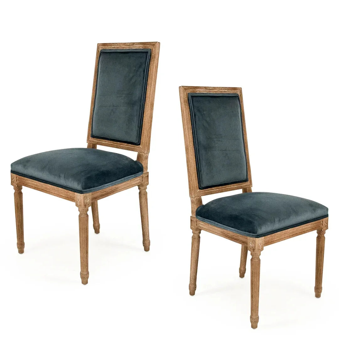 Teal French Medallion Square Back Chair