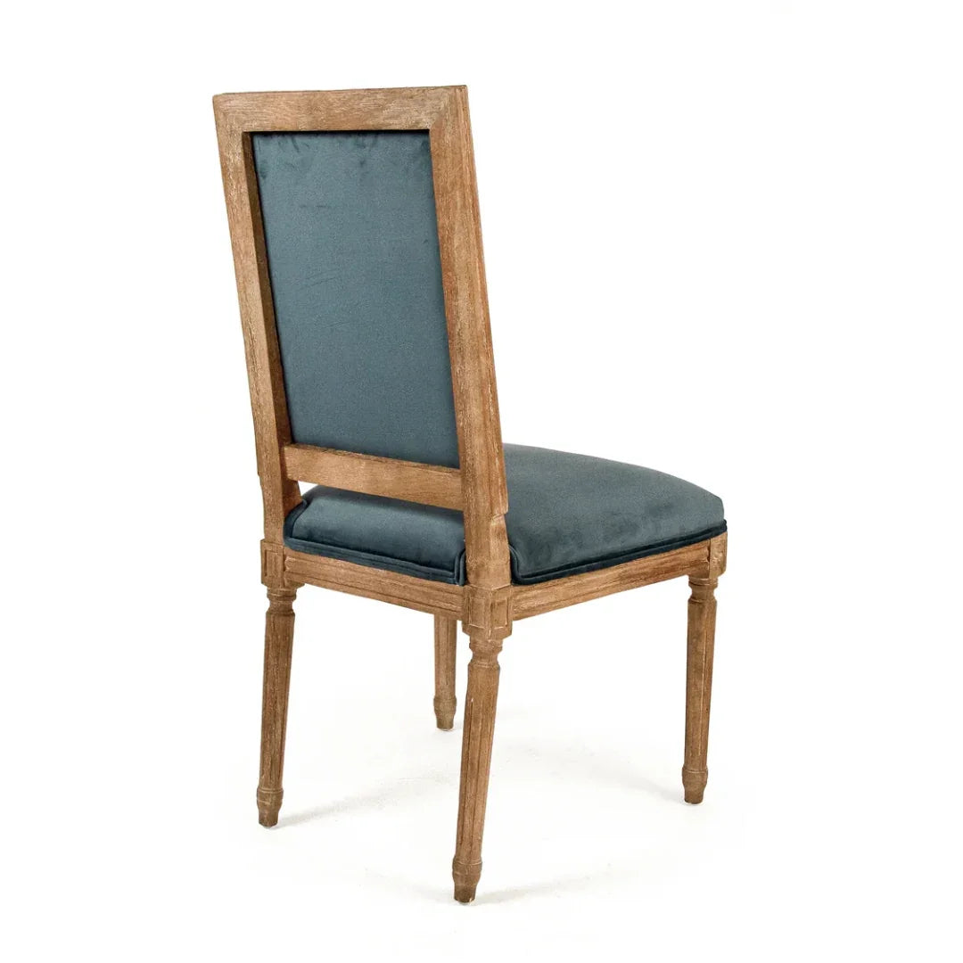 Teal French Medallion Square Back Chair