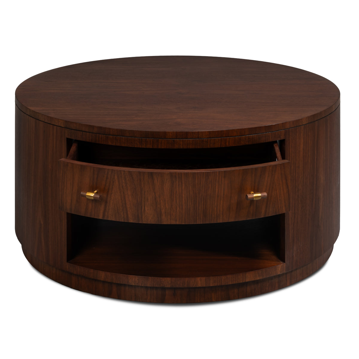 Small Round Dark Walnut Coffee Table