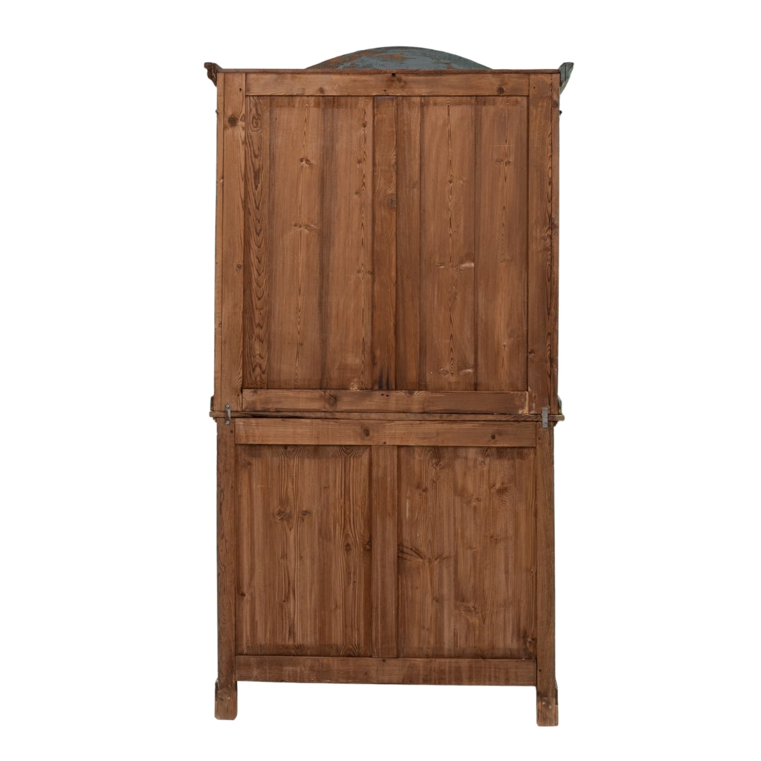 Vintage Green and Turquoise Distressed Armoire, Circa 1850